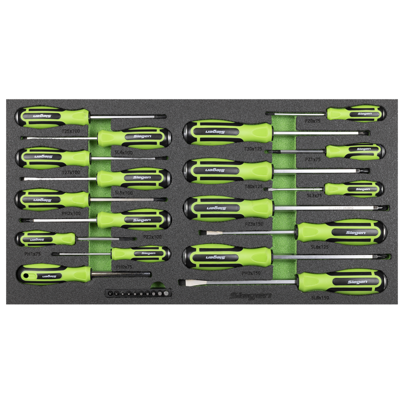 Sealey Siegen Hammer-Thru Screwdriver Bit Set 28 Piece with Tool Tray