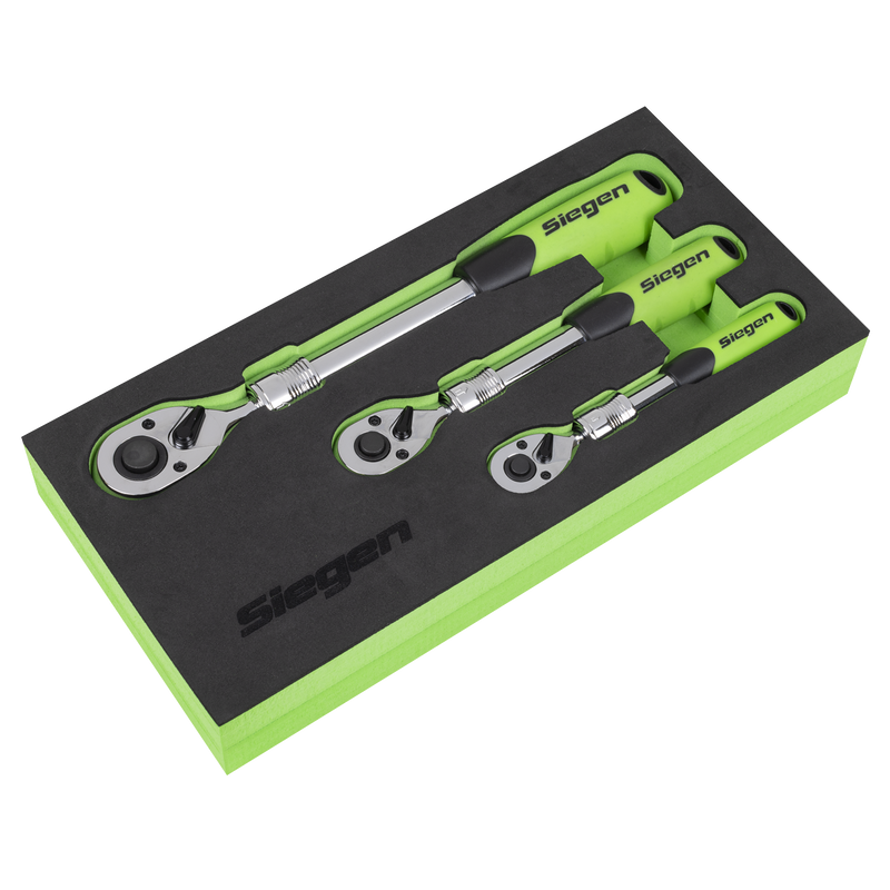 Sealey Siegen Ratchet Wrench Set 3 Piece 1/2"Sq Drive Extendable 300-430mm