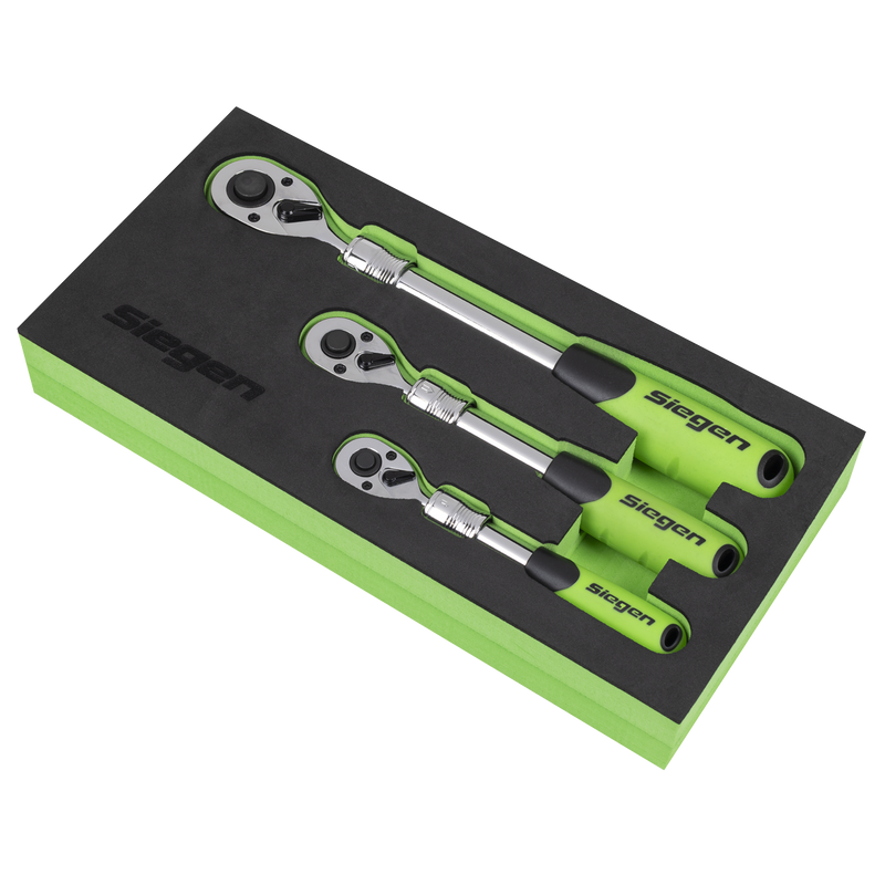 Sealey Siegen Ratchet Wrench Set 3 Piece 1/2"Sq Drive Extendable 300-430mm