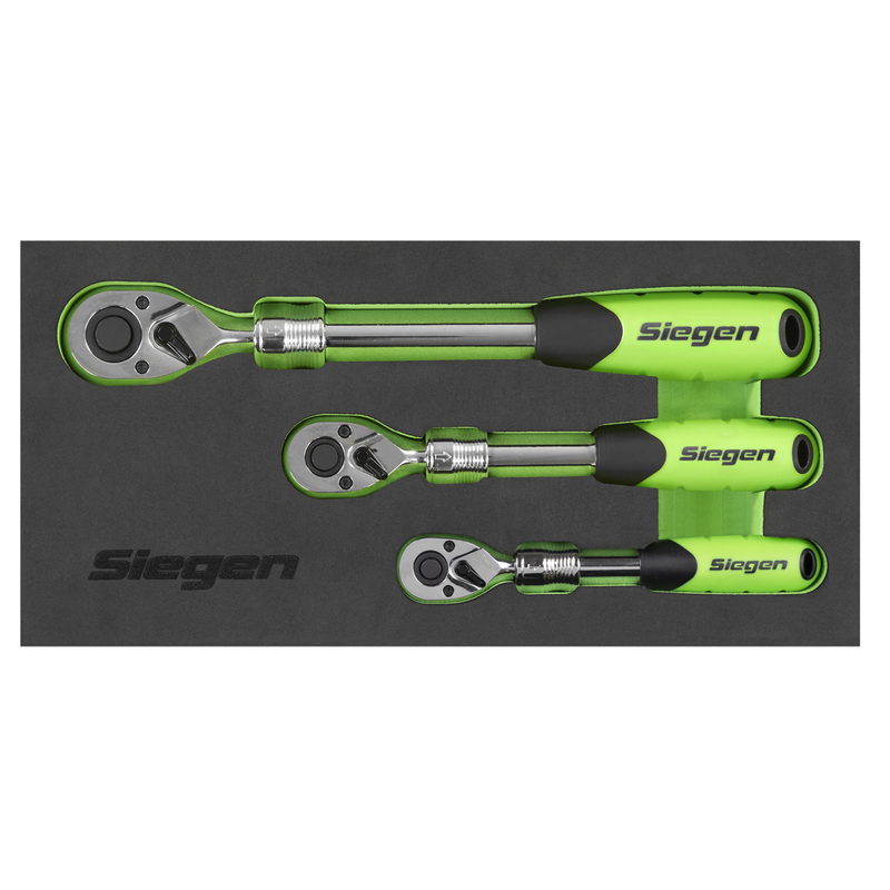 Sealey Siegen Ratchet Wrench Set 3 Piece 1/2"Sq Drive Extendable 300-430mm