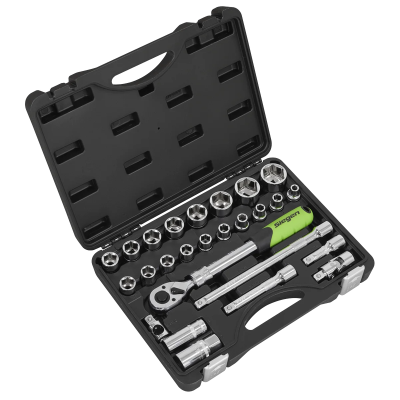 Sealey Siegen Extendable Ratchet Socket Set 26 Piece 1/4" Drive