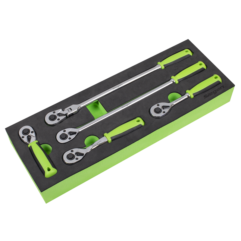 Sealey Siegen Ratchet Wrench Set 1/4"Sq 5 Piece Drive Flip Reverse