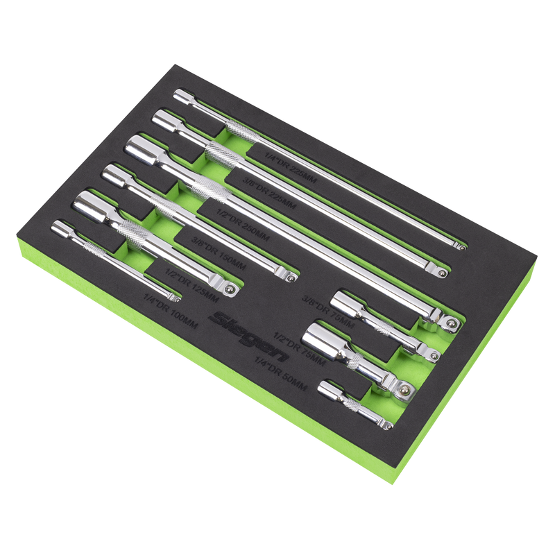 Sealey Siegen Extension Bar Set 9 Piece 1/4" 3/8" 1/2" Drive