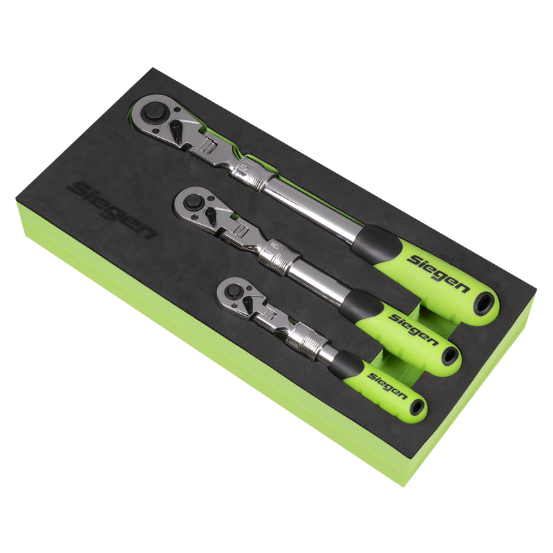 Sealey Siegen Ratchet Wrench Set 3 Piece 1/2"Sq Drive Flexi-Head