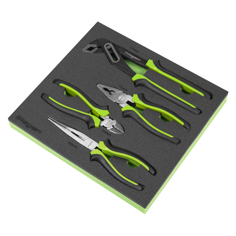 Sealey Siegen Pliers Set 4 Piece - Comfort Grip, Carbon Steel