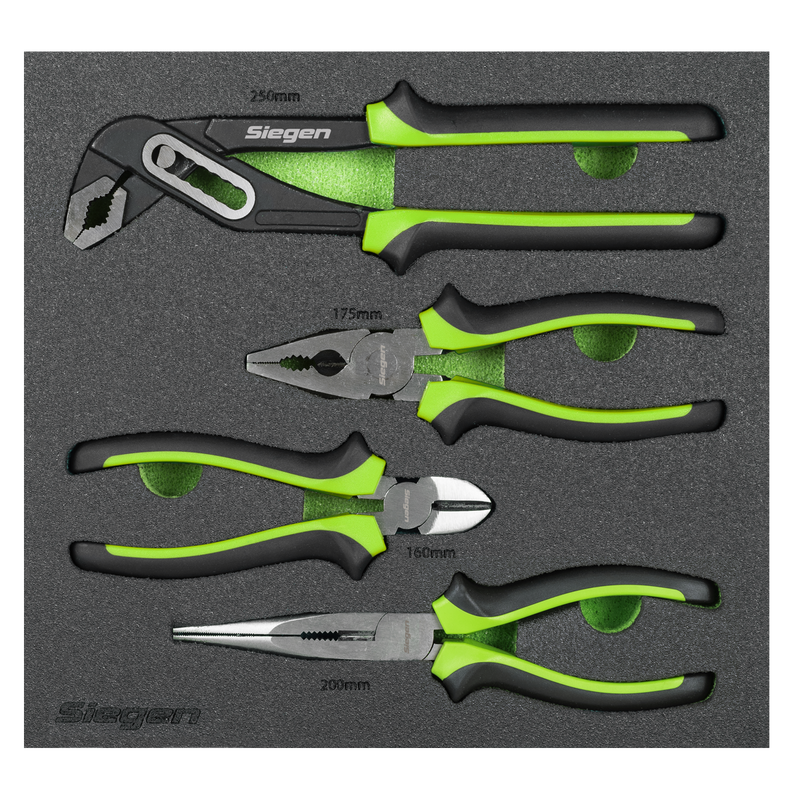 Sealey Siegen Pliers Set 4 Piece - Comfort Grip, Carbon Steel