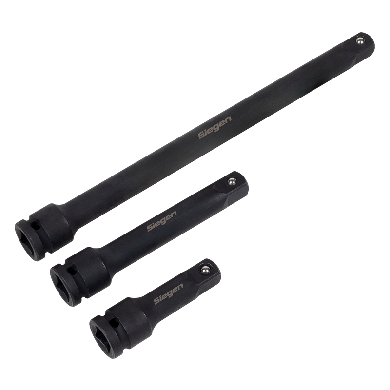 Sealey Siegen Impact Extension Bar Set 1/2"Sq Drive 3 Piece 75-250mm