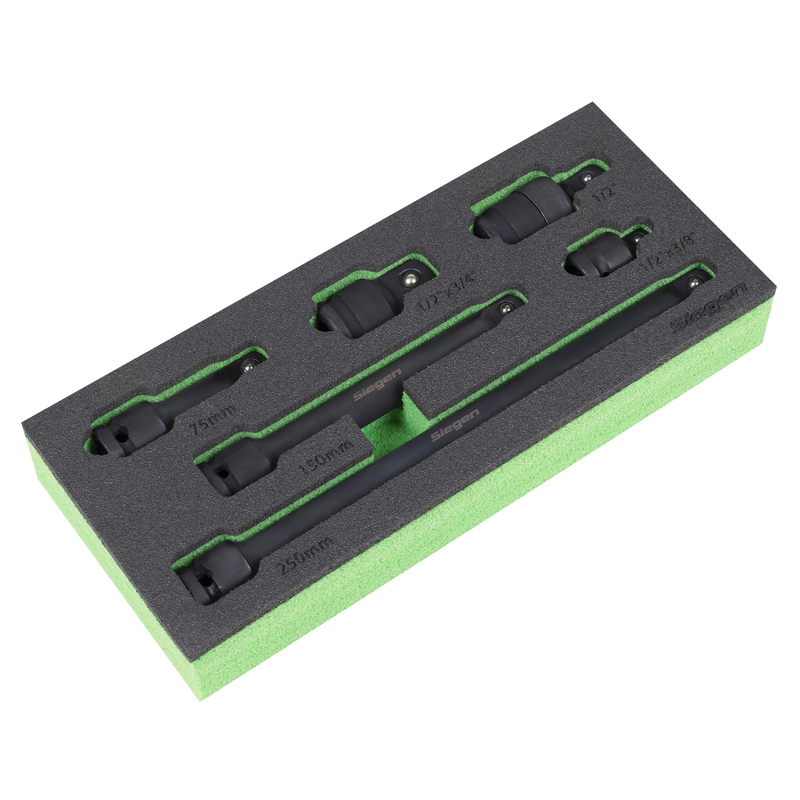 Sealey Siegen Impact Adaptor & Extension Bar Set 1/2"Sq Drive 6 Piece