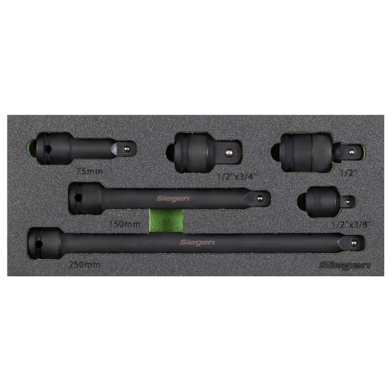 Sealey Siegen Impact Adaptor & Extension Bar Set 1/2"Sq Drive 6 Piece