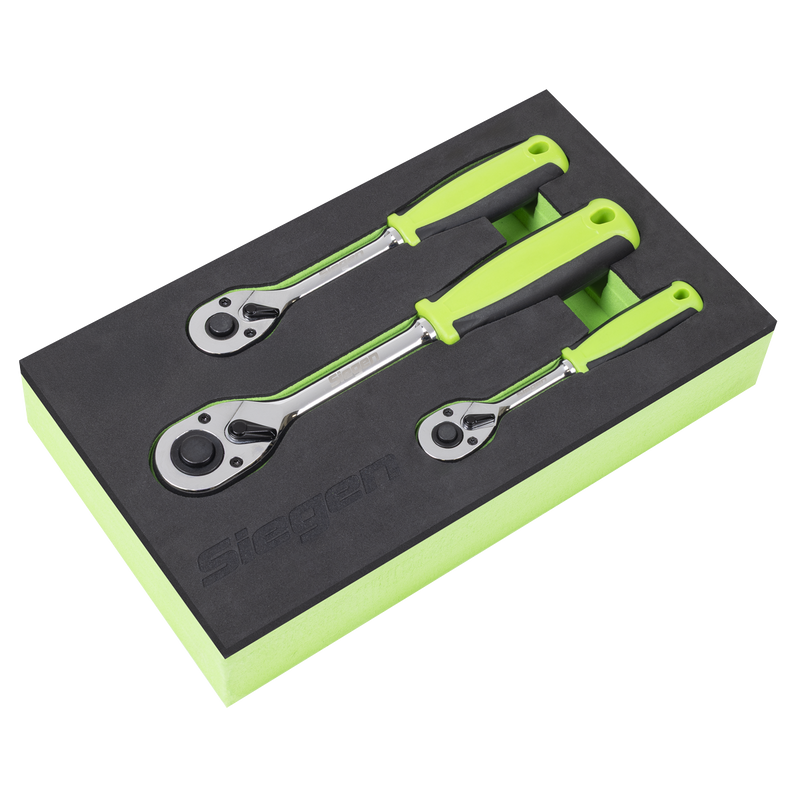 Sealey Siegen Ratchet Wrench Set 3 Piece - 1/4", 3/8", 1/2" Drive