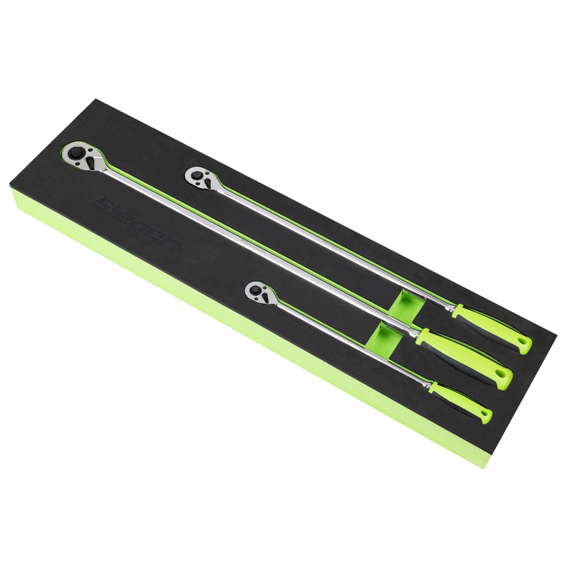 Sealey Siegen Extra-Long Ratchet Wrench Set 3 Piece 1/4" 3/8" 1/2"