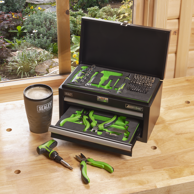 Sealey Siegen Mini Toolbox 2 Drawer with 111 Piece Tool Kit, 280x150x150mm