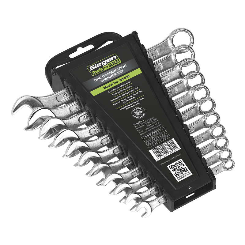 Sealey Siegen Combination Spanner Set 11 Piece - Sizes 8-19mm