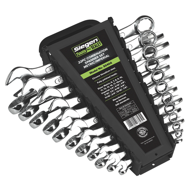 Sealey Siegen Combination Spanner Set 22 Piece - Metric & Imperial Sizes