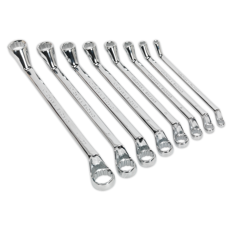 Sealey Siegen Deep Offset Ring Spanner Set 8 Piece - Chrome Vanadium Steel