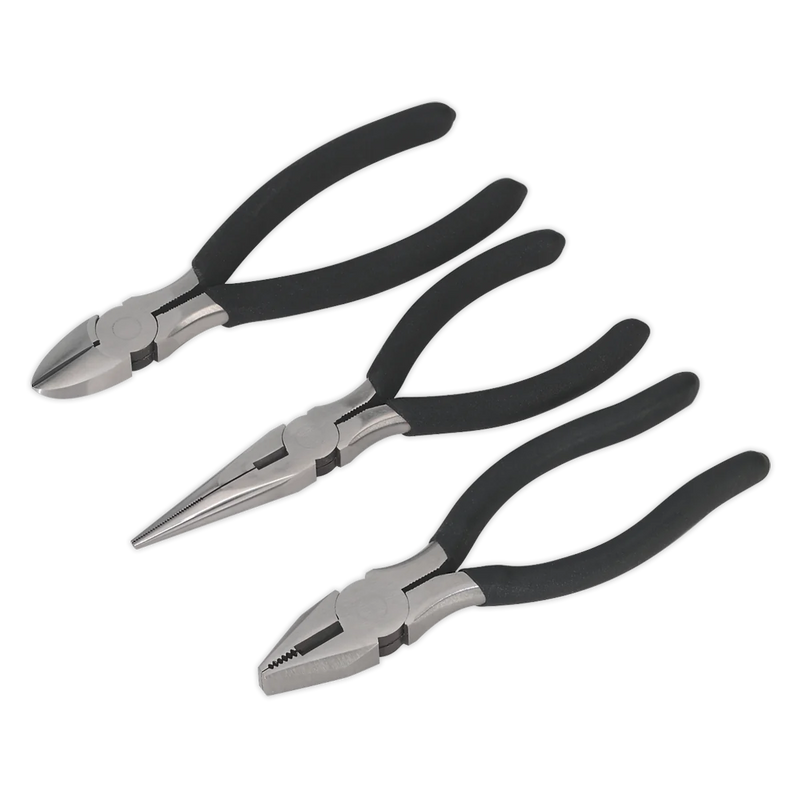 Sealey Siegen Pliers Set 3 Piece - 150mm Side Cutters, Long Nose & Combination