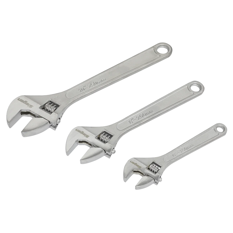 Sealey Siegen Adjustable Wrench Set 3 Piece - Jaw Capacity 19-28mm