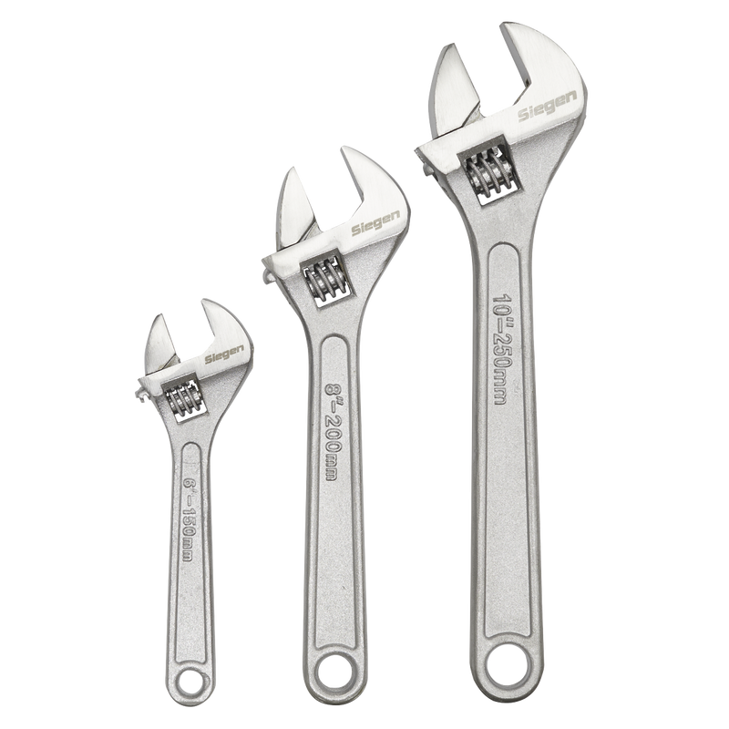 Sealey Siegen Adjustable Wrench Set 3 Piece - Jaw Capacity 19-28mm