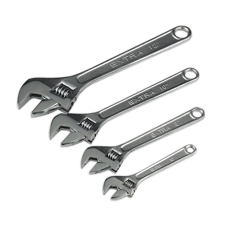 Sealey Siegen Adjustable Wrench Set 4 Piece, Jaw Capacity 19-34mm
