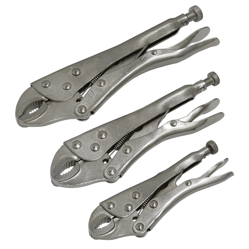 Sealey Siegen Locking Pliers Set 3 Piece - Jaw Capacity 30-45mm