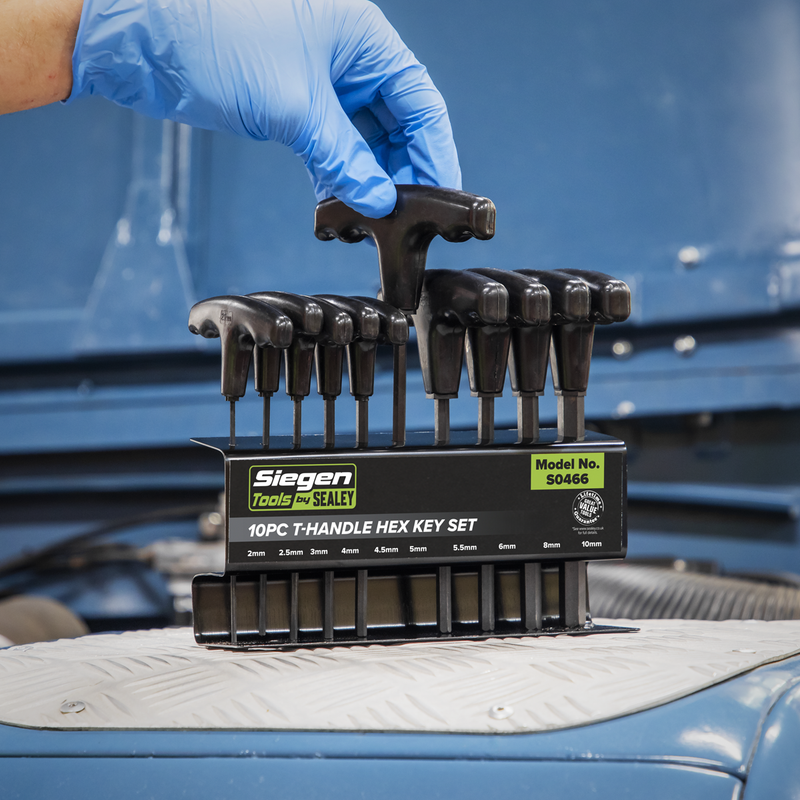Sealey Siegen T-Handle Hex Key Set 10 Piece 2-10mm