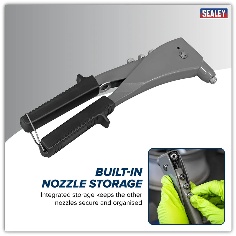Sealey Siegen Hand Riveter S0469 255mm with 4 Rivet Nozzles