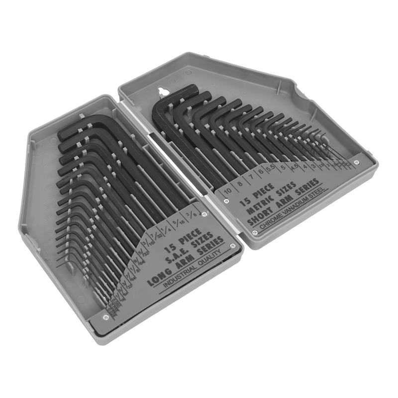 Sealey Siegen Hex Key Set 30 Piece Long/Short Arm Metric/Imperial S0484