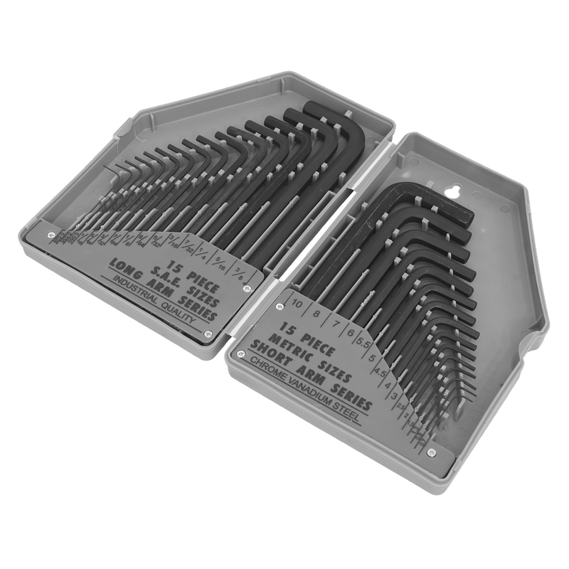 Sealey Siegen Hex Key Set 30 Piece Long/Short Arm Metric/Imperial S0484