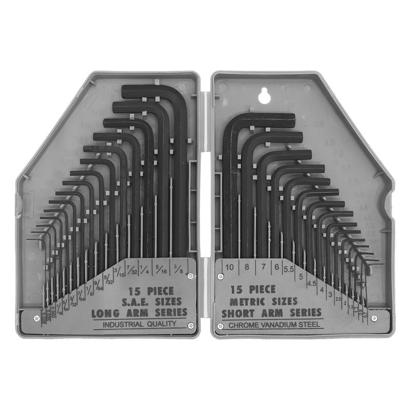 Sealey Siegen Hex Key Set 30 Piece Long/Short Arm Metric/Imperial S0484