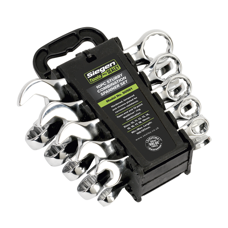 Sealey Siegen Stubby Combination Spanner Set 10 Piece 10-19mm