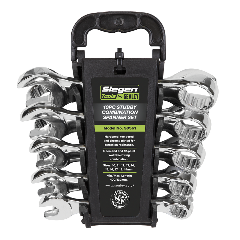 Sealey Siegen Stubby Combination Spanner Set 10 Piece 10-19mm