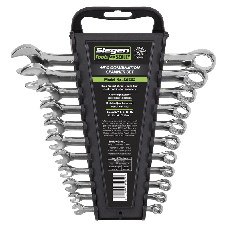 Sealey Siegen Combination Spanner Set 11 Piece 6-19mm
