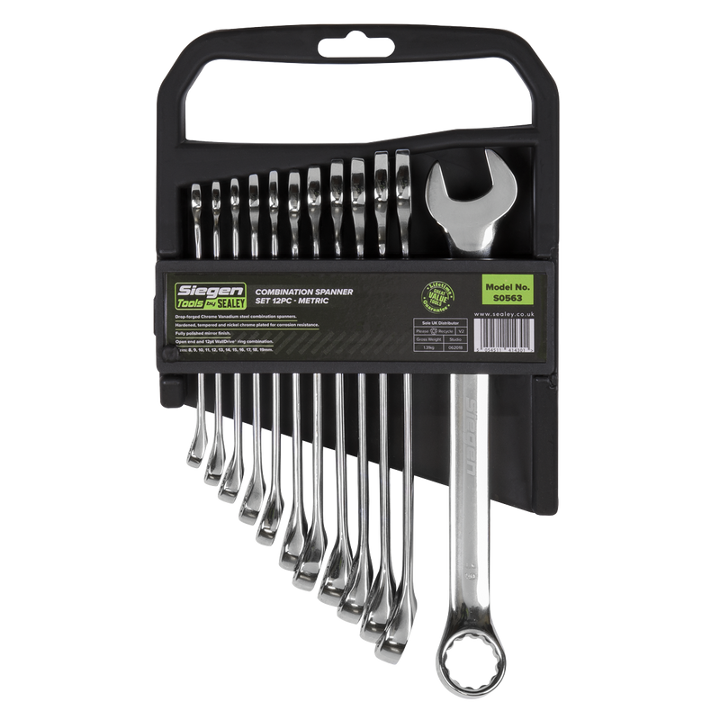 Sealey Siegen Combination Spanner Set 12 Piece 8-19mm