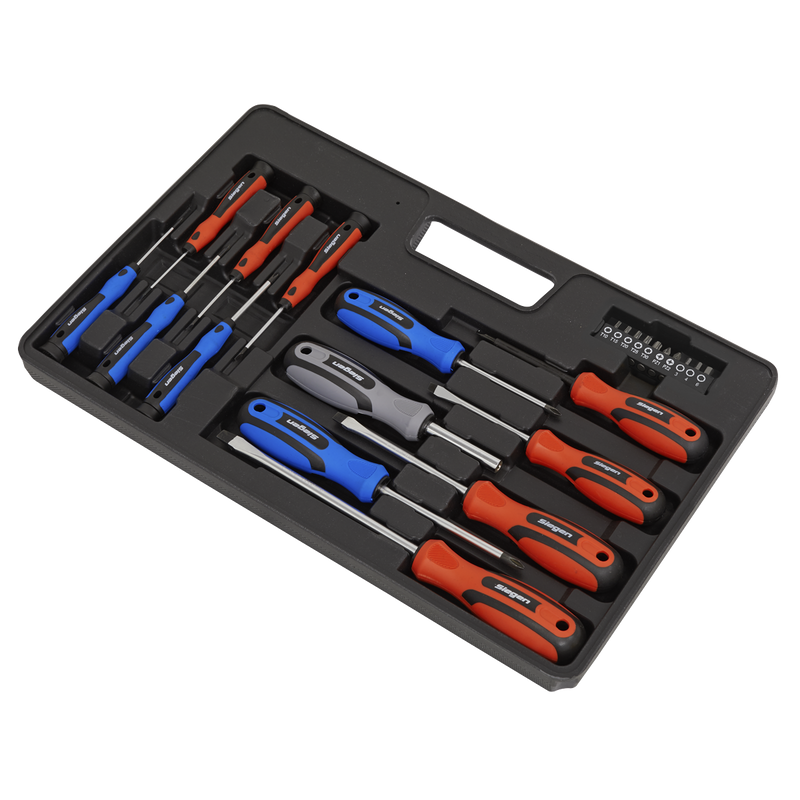 Sealey Siegen Soft Grip Screwdriver & Bit Set 23 Piece - Chrome Vanadium Steel