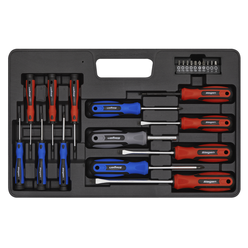Sealey Siegen Soft Grip Screwdriver & Bit Set 23 Piece - Chrome Vanadium Steel