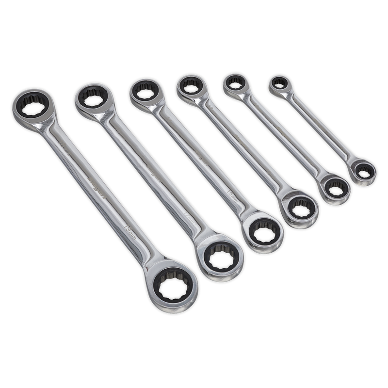 Sealey Siegen Double End Ratchet Ring Spanner Set 6 Piece 72-Tooth