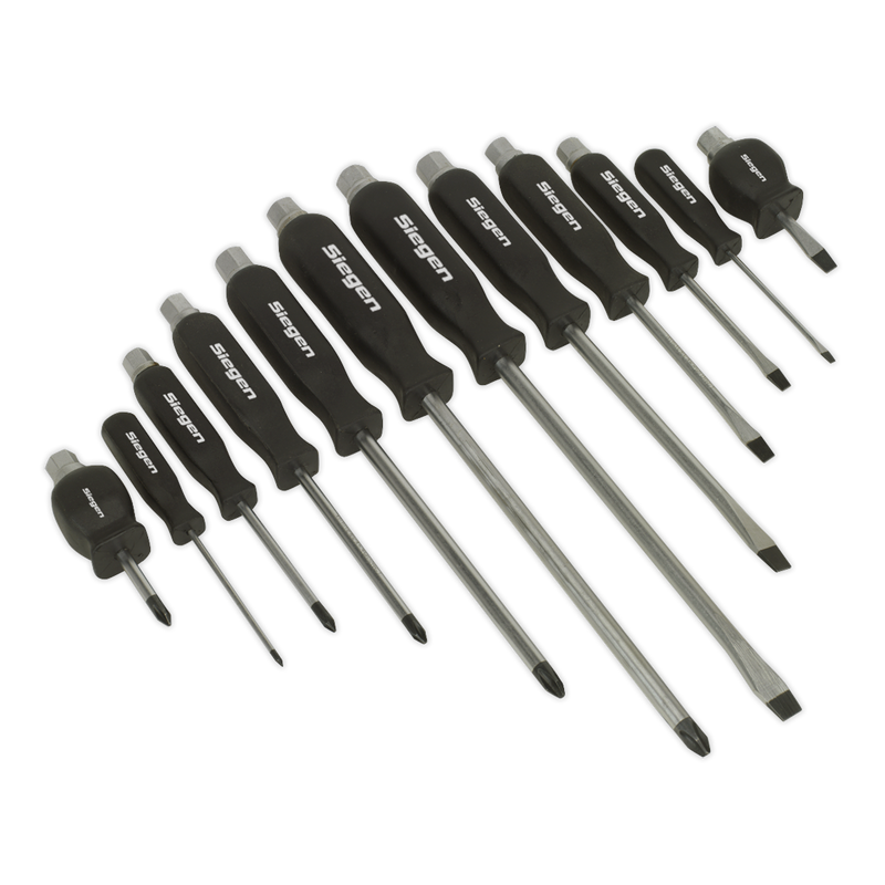 Sealey Siegen Hammer-Thru Screwdriver Set 12 Piece - Chrome Vanadium Steel