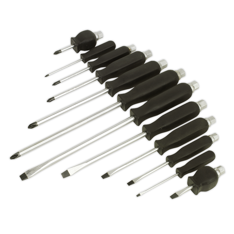 Sealey Siegen Hammer-Thru Screwdriver Set 12 Piece - Chrome Vanadium Steel
