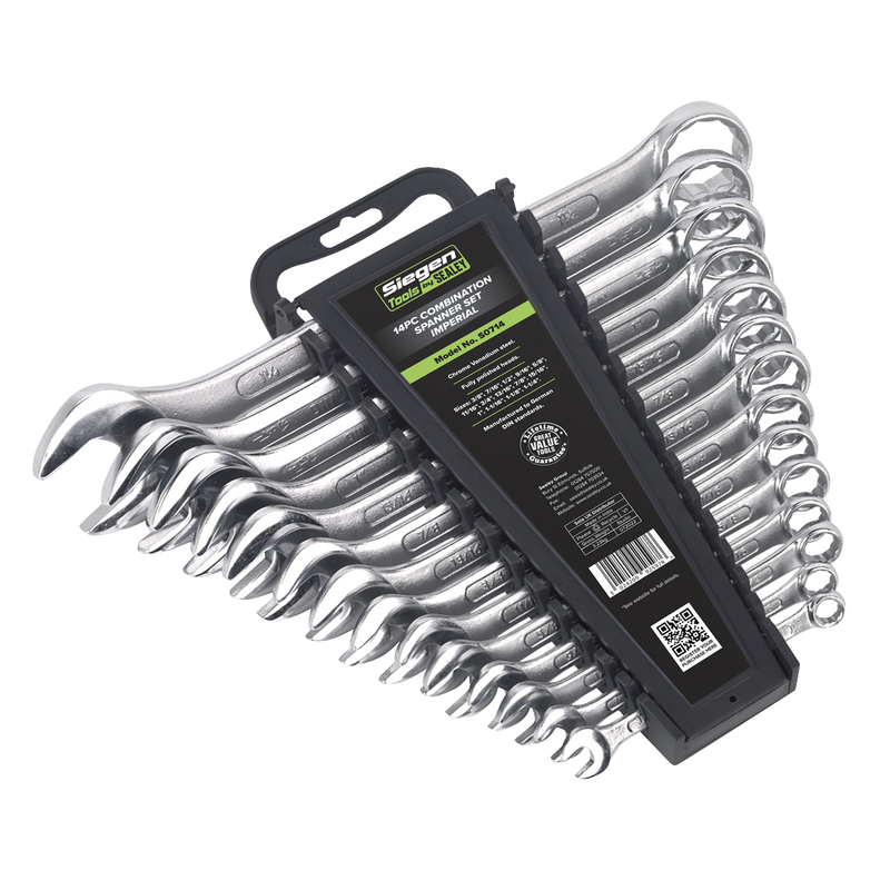 Sealey Siegen Combination Spanner Set 14 Piece - Chrome Vanadium Steel