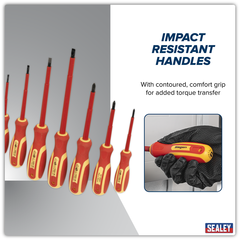 Sealey Siegen Screwdriver Set 7 Piece - VDE Approved, Insulated for 1500V