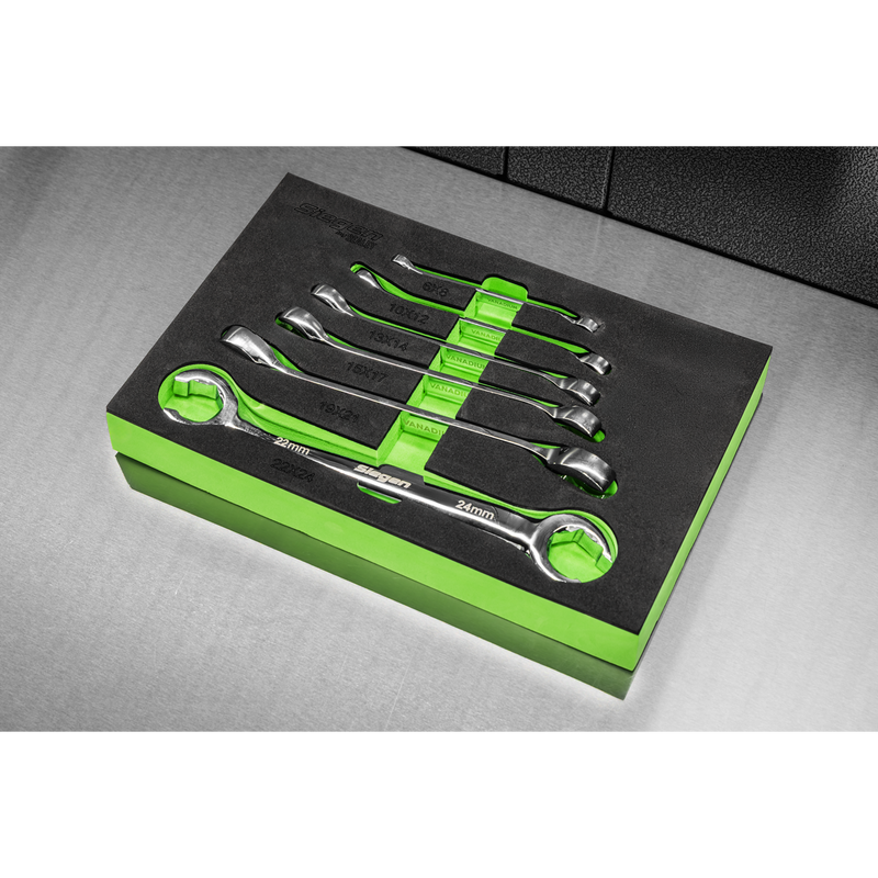 Sealey Siegen Flare Nut Spanner Set 6 Piece in EVA Foam Tray