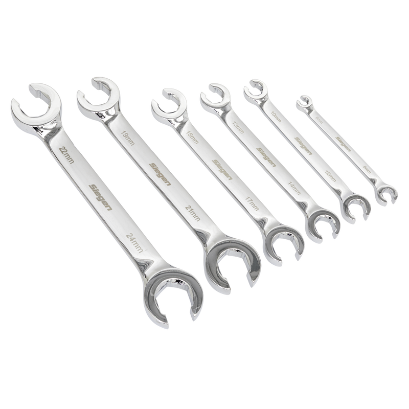 Sealey Siegen Flare Nut Spanner Set 6 Piece in EVA Foam Tray