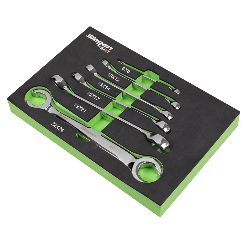 Sealey Siegen Flare Nut Spanner Set 6 Piece in EVA Foam Tray