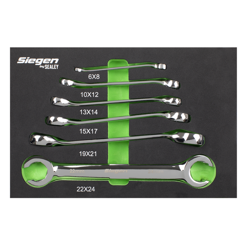 Sealey Siegen Flare Nut Spanner Set 6 Piece in EVA Foam Tray