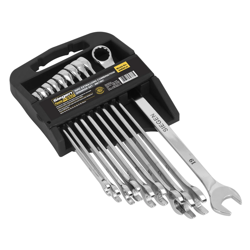 Sealey Siegen Extra-Long Combination Spanner Set 10 Piece 190-320mm