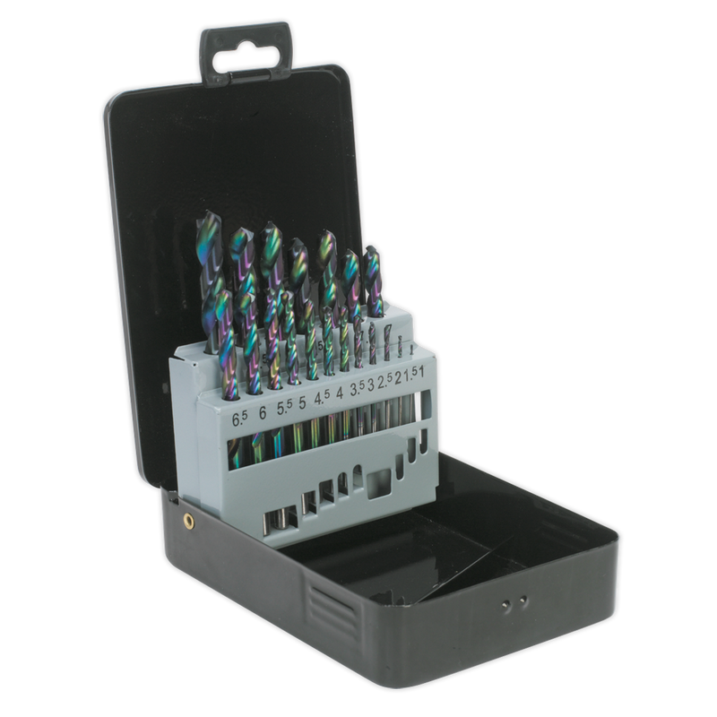 Sealey Siegen HSS Edge Ground Drill Bit Set 19 Piece - Ø1-10mm