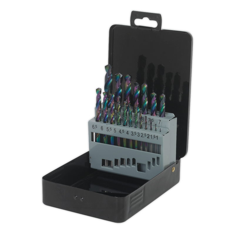 Sealey Siegen HSS Edge Ground Drill Bit Set 19 Piece - Ø1-10mm
