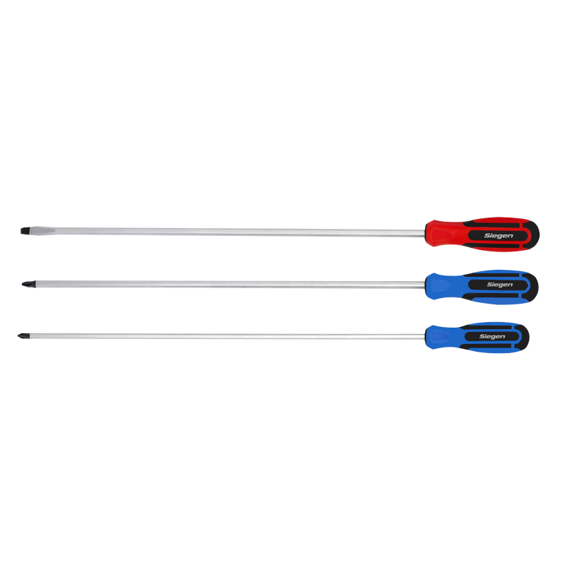 Sealey Siegen Screwdriver Set 3 Piece Extra-Long 450mm