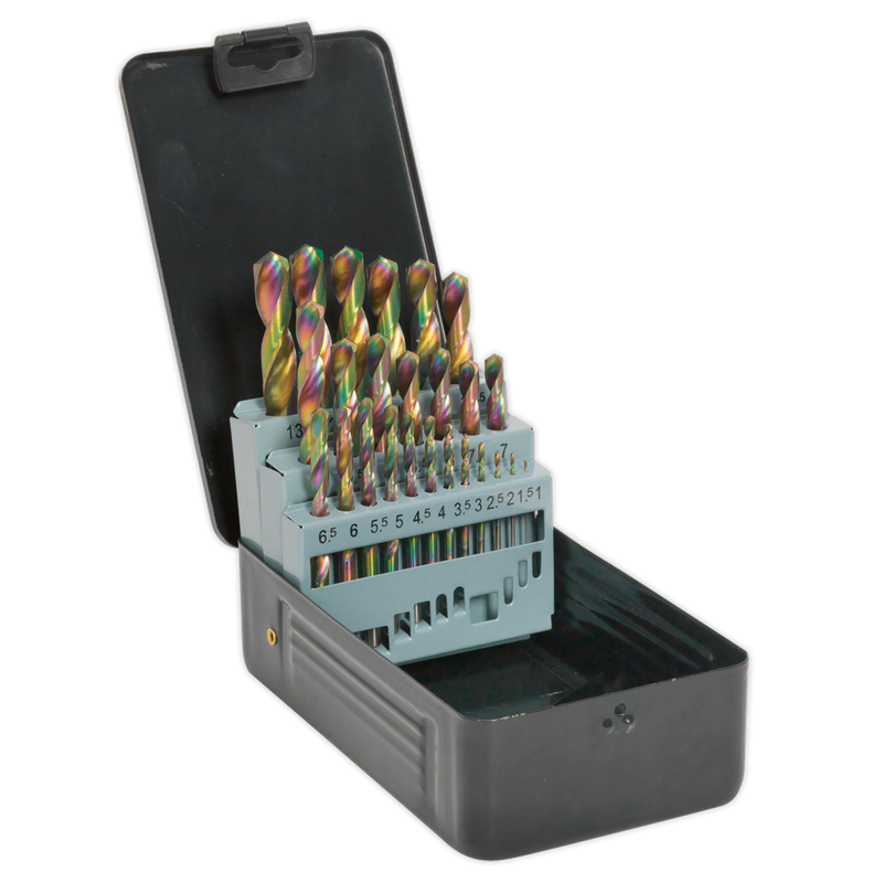 Sealey Siegen HSS Drill Bit Set 25 Piece - Ø1-13mm DIN 338