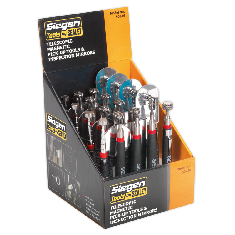 Sealey Siegen Telescopic Magnetic Pick-Up Tools & Inspection Mirrors S0946